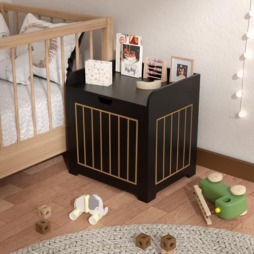 Aenuert Storage Chests, Small Cube Organizer Box,Wooden Entryway Storage (Black, Without Handles) - Image 3