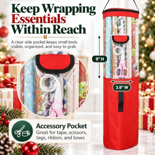 Freegrace Gift Wrap Organizer - Wrapping Paper Storage Bag 40.9" Under Bed - Image 4