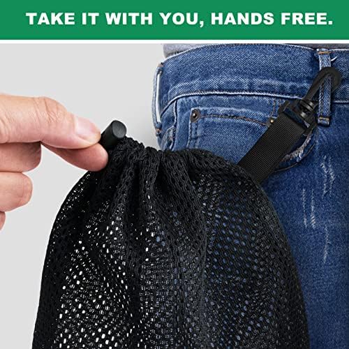 10 PCS With Clips Mesh Drawstring Bags, Portable Nylon Storage Bags for toy,Sports Storage,Outdoor activities etc. (11.8x15.7in) - Image 3