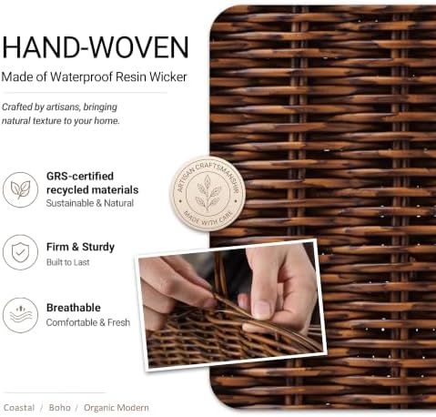Pantry Baskets for Organizing,Wicker Storage Bins, 3Pack, Brown - Image 2