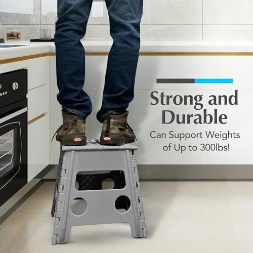 Handy Laundry Folding Step Stool 13 Inch, Grey, Non-Slip Holds 300 lbs - Image 4
