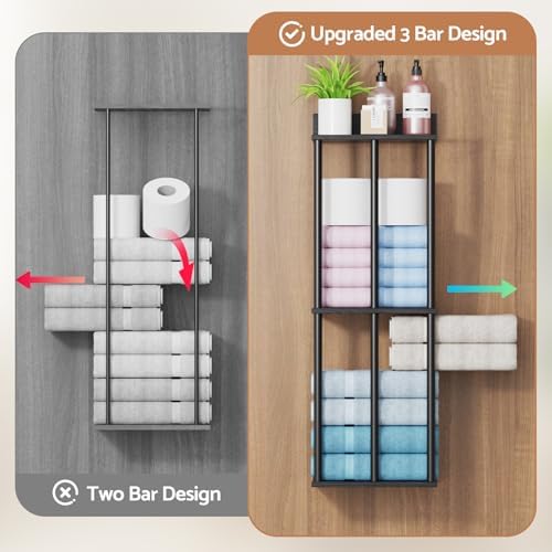 Bathroom Towel Storage, Black Bathroom Towel Holder - Image 3