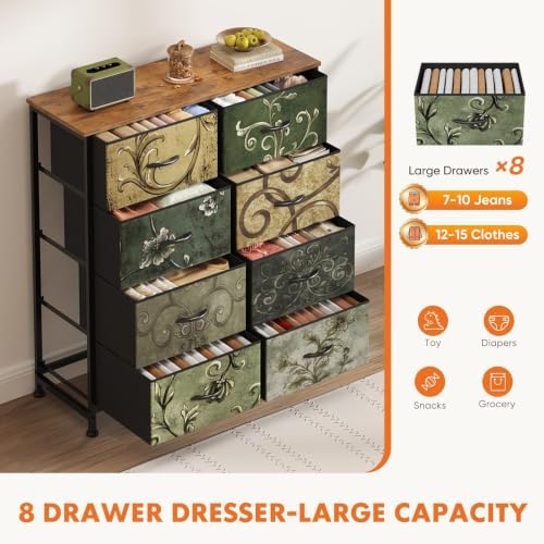 Sweetcrispy 8 Drawer Fabric Dresser, Tall Storage Tower for Bedroom - Image 4