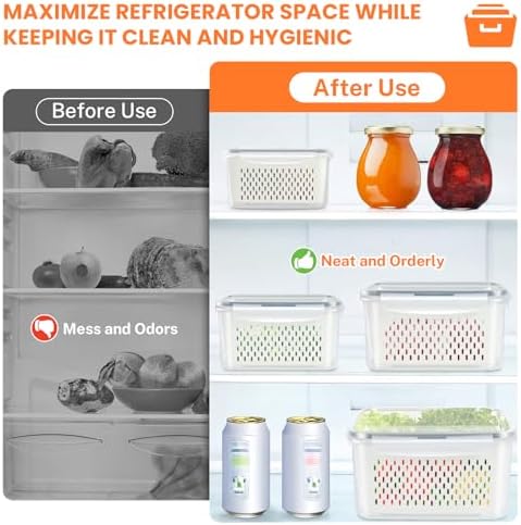 8 Pieces Fruit Storage Containers for Fridge with Lids and Strainer - Image 5