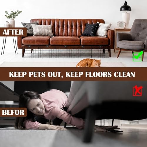 Sliner 12 Pack Black Under Bed Blocker for Pets Metal Under Couch Blocker 16" L x 7.9" H Sofa Couch Barriers for Dogs Pets Cats Toys Items with 49 Accessories - Image 3