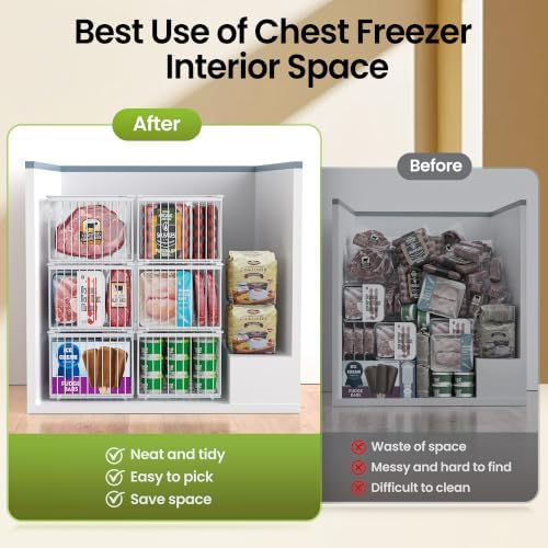 Freezer Organizer Bins, 6 Pack Enlarged Baskets for 5-9 Cu.FT Deep Freezer - Image 5