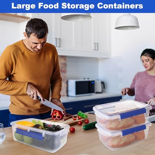 2 Pcs Large Food Storage Containers with Airtight Lid, 5.5L Reusable Meal Prep Container, Food-Grade Plastic Bread Box for Homemade Bread, Cookies, Food - Image 6