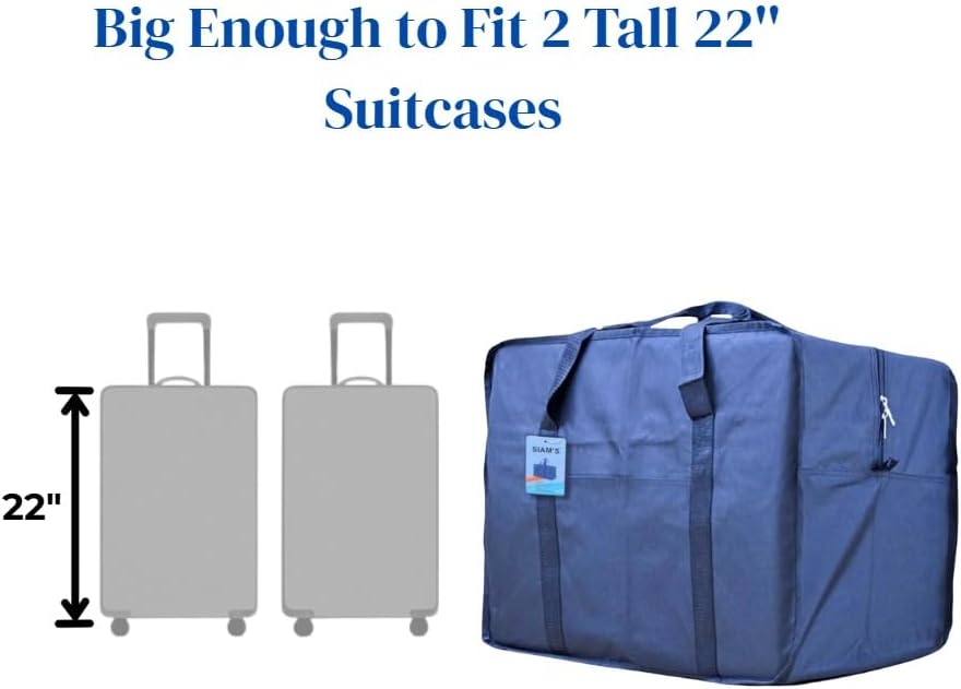 Extra Large Foldable Duffel Bag for Travel – Heavy-Duty Cargo Bag with Zippers & Reinforced Handles, TSA Approved, Water-Resistant size 25x19.5x13, TSA Aprove, (BLUE, 50LB) - Image 3