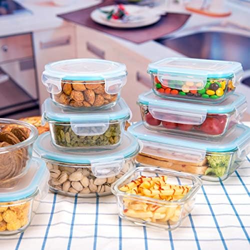 AILTEC Glass Food Storage Containers with Lids 9 Pack, 3 Shape Airtight Set - Image 6