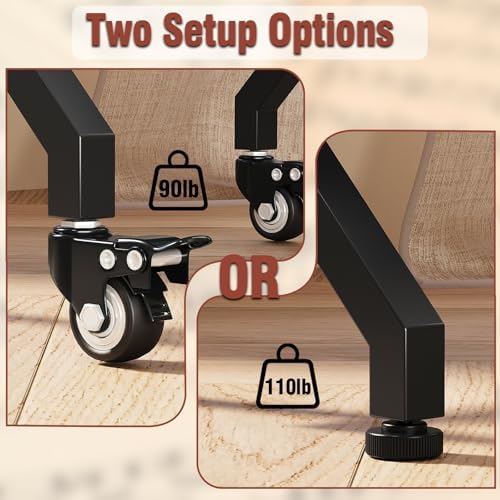 3 Tier Vinyl Record Storage Rack with Casters, Black Metal Record Holder - Image 3