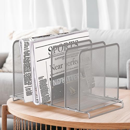 Simple Houseware Expandable 5 Section Upright File Sorter Organizer, Silver - Image 5
