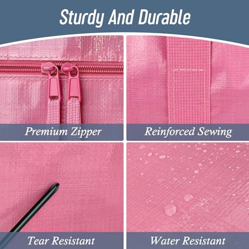 6 Pack Extra Heavy Duty Large Moving Bags with Strong Zipper, Pink - Image 4