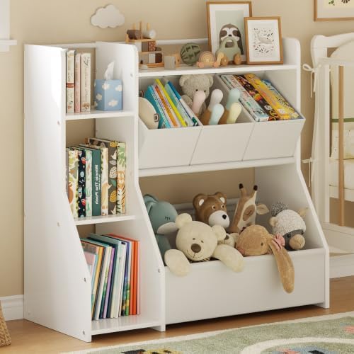 FOUCSSOMEI Kids Toy Storage Organizer with Bookshelf for Playroom & Nursery by FOUCSSOMEI