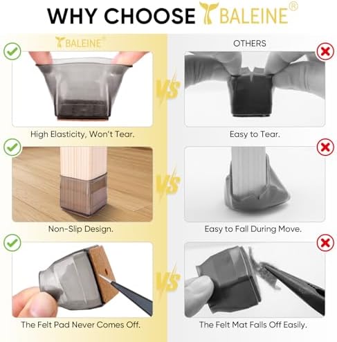 BALEINE 32PCS Silicone Chair Leg Floor Protectors for Hardwood Floors - Image 3