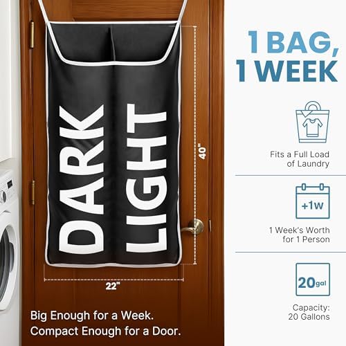 Hanging Laundry Hamper Bag XL 40x22", Space Saving over the Door Storage Bags, Behind the Door Hampers for Dirty Clothes & Wall Mounted Basket for Bathroom, Organizer for Small Room Spaces RV - Image 2