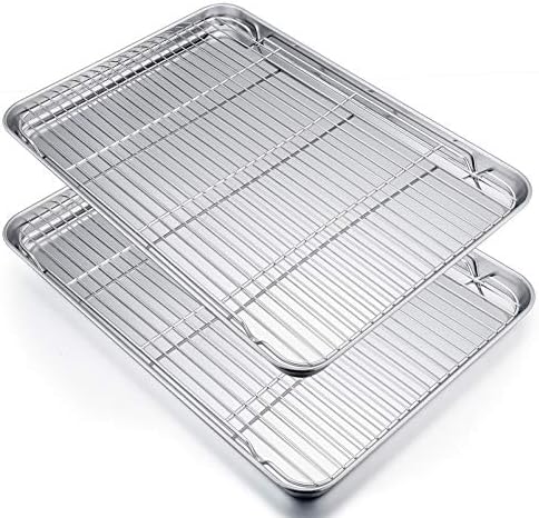 P&P CHEF 19.6 Inch Baking Sheet with Rack Set, Pans with Flat Racks by PPCHEF