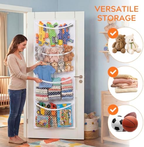 Ofiray-home Over The Door Stuffed Animal Storage，White：Widen - Image 3