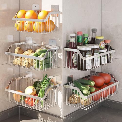 Stainless Steel Hanging Wire Basket Organizer - L 13.78Inch for Cabinet Pantry, Kitchen, Bathroom Storage - Image 7