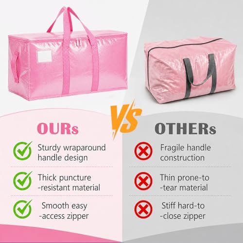 Songrey Extra Large Heavy Duty Moving Bags, 8 Pack, Pink - Image 4