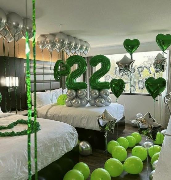 Green Number 27 Birthday Balloon 40 Inch, Digital Balloons for 27 Party Celebration Decorations Supplies, Mylar Foil Numbers Balloon for 27th Wedding Anniversary