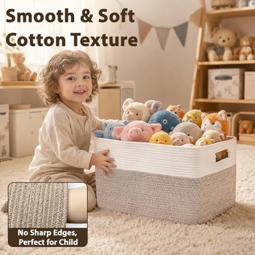 Optish 95L Large Woven Blanket Basket, Storage Basket with Handles - Image 4