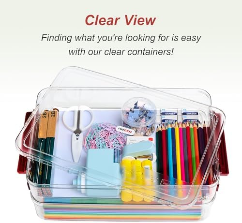 CATOOMUU 2-Pack 9x13 Clear Plastic Project Case Stackable Storage Box - Image 5