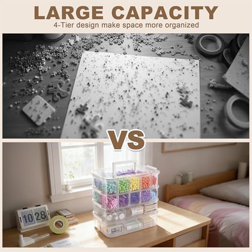 4 Ties Craft Storage Box with Handle with 20 compartments and 2 Trays - Image 5