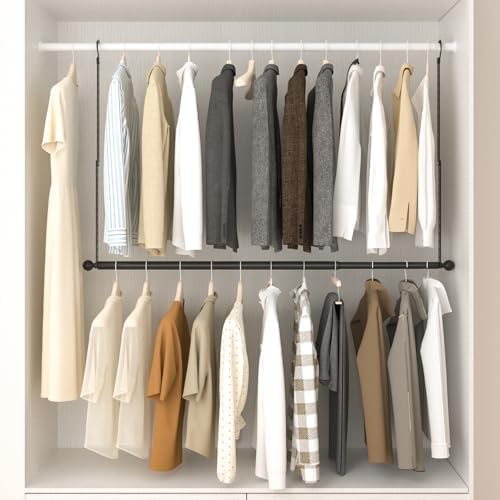 SUTINE Closet Rod for Hanging Clothes, Closet Extender Hanging Rod Black - Image 4
