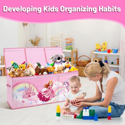 Toy Storage Box with Lids Extra Large Collapsible Toy Box Chest for Kids - Image 7