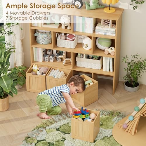 FINETONES Montessori Bookshelf and Kids Toy Storage Organizer with Drawers - Image 5