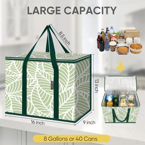 BALEINE Insulated Reusable Grocery Bags with Zippered Top, Large Cooler Bag - Image 4