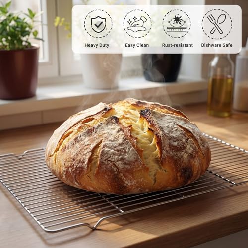 Lounsweer 4 Pcs Cooling Racks, 21L X 13W X 1H Stainless Steel Wire Rack for Baking Sheet, Large Cookie Cooling Rack, Oven Safe Cooking Racks for Sheet Pan, Dishwasher Safe, 2/3 Size - Image 6