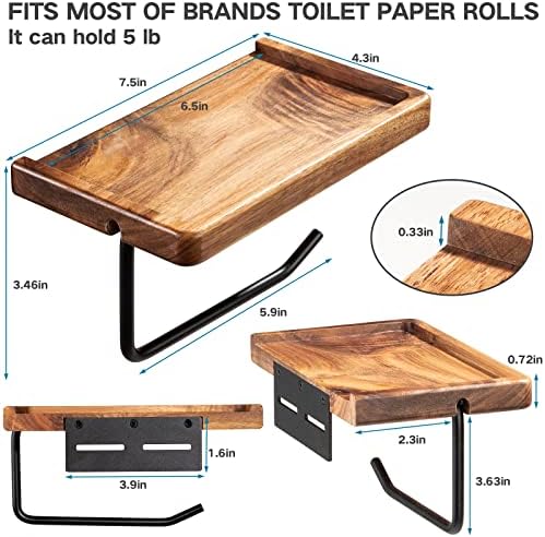 Yangbaga Toilet Paper Holder with Shelf, Wall Mount Bathroom Tissue Storage - Image 3