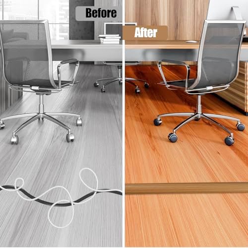 Floor Cord Cover Self Adhesive Cord Hider,3.3FT Cable Management, Extension Strip Protector for Wires, Prevent Cable Trips for Offices, Gyms, Exhibitions Cavity:0.3"(W) x 0.28"(H) Brown Wood - Image 5