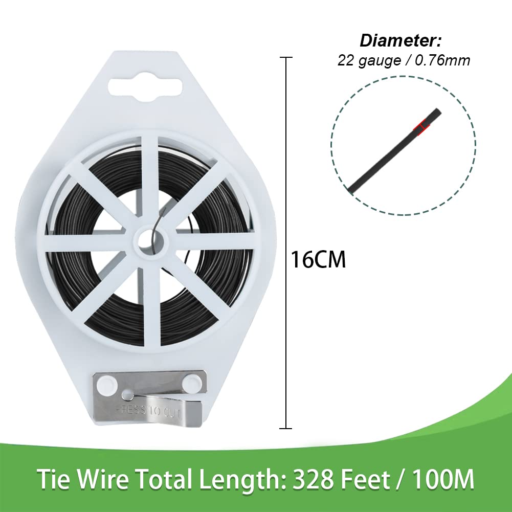Tenn Well 22 Gauge Floral Wire, 328 Feet Soft Christmas Wreath Wire with Built-in Cutter for Flower Arrangements, Christmas Ornaments, Wreath Making, Garlands and Crafts (Black)