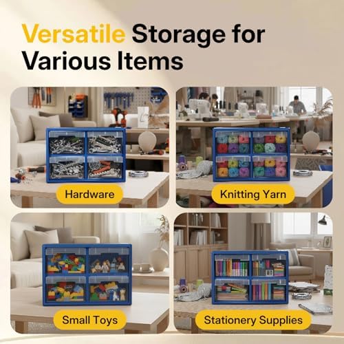 NORTHSKY 4-Drawer Plastic Drawer Storage Cabinet for Garage Organization, Bead Organizer, Building Bricks Storage, Jewelry Organizers,Teacher Toolbox, Clear - Image 4