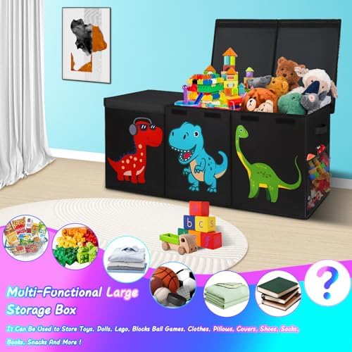 Extra Large Toy Box, Kids Toy Storage Chest with Lids, 40"x16"x16", Black - Image 3