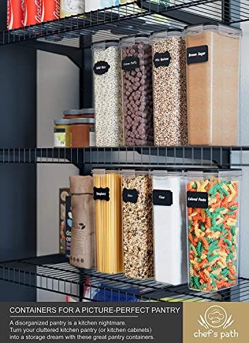 Chef's Path - Kitchen Storage Box Set - 8 Airtight Food Jars for Storing Spaghetti, Pasta, Flour, Cereals, Pet Food Preservation, BPA Free (3 quarts) - Image 5