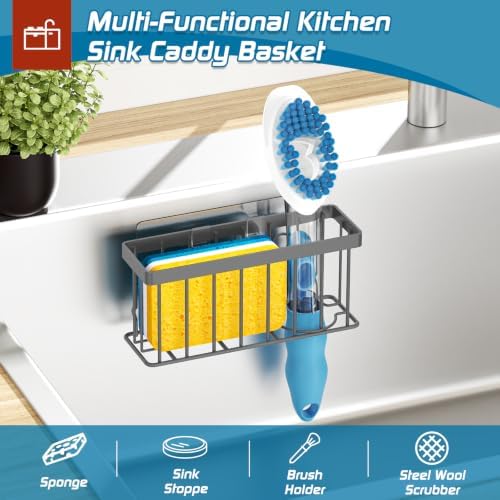 MURLONG Sponge Holder for Kitchen Sink,Sink Caddy Organizer-Gray - Image 5