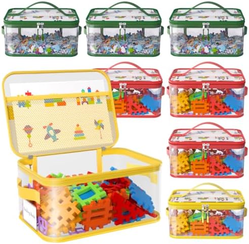 8 Packs Clear Toy Storage Bags with Double Zipper & Handles, L, Christmas by Shcsdr