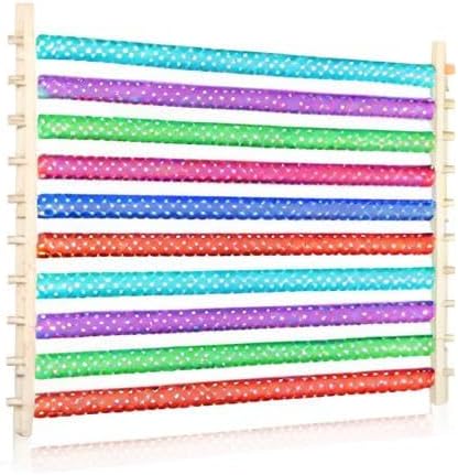 Kigley 10 Tier Ribbon Holder Organizer Rack Wood Wrapping Paper Display - Image 7