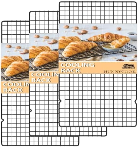 Hunnycook 15.8”×9.8” Cooling Rack, 3P Stainless Steel Baking Rack, Oven Safe Cooling Racks for Cooking and Baking, Black Roasting Rack & Wire Rack & Cookie Cooling Rack for Roasting, Grilling, Drying by Dedicatedtoenhancingyourdiningexperience
