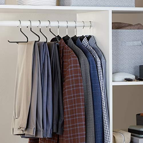 Amazon Basics Non-Slip Trouser/Slack Hangers, Pants Closet Organizer with Easy Slide Design, Metal with Rubber Coating, Black/Silver, 30-Pack - Image 5