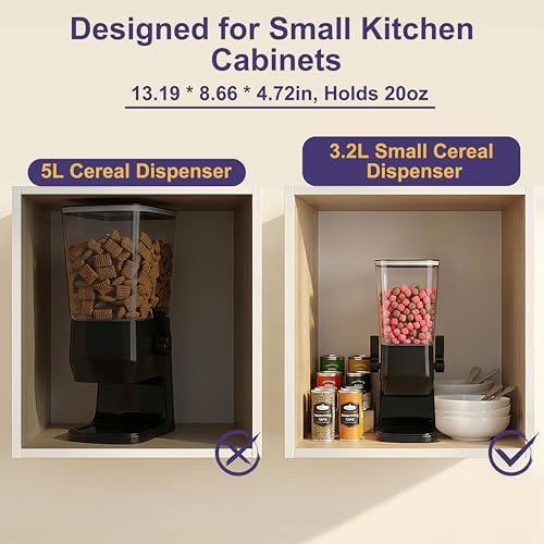 Cereal Dispenser Countertop, Dry Food Dispenser Snack Organizer, Slim Cereal Containers Storage Dispenser with Lids for Pantry, Kitchen Organization Oatmeal Nut Granola Candy, Black, 2pcs - Image 7