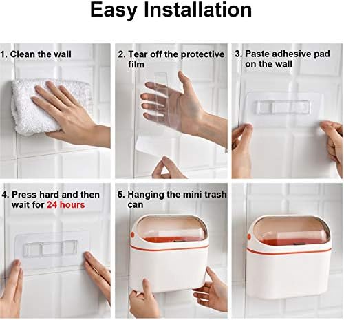 LALASTAR Lint Bin, Mini Desktop Trash Can with Lid for Office Countertop, Mountable Tiny Wastebasket for RV, Dorm, Freezer, Laundry and More (Orange) - Image 5