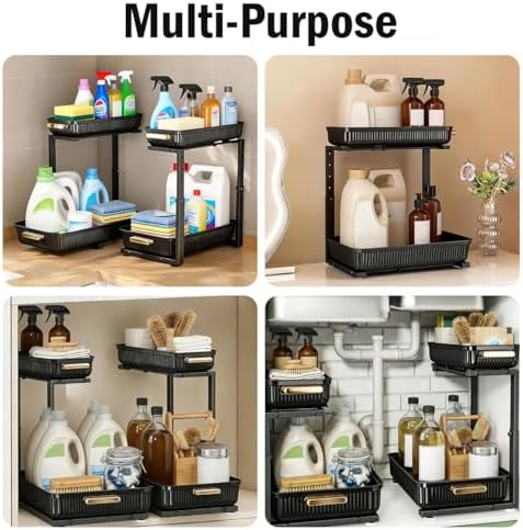 ARSTPEOE Under Sink Organizer - 2 Pack Multi-Purpose Pull-Out Storage Shelf - Image 3