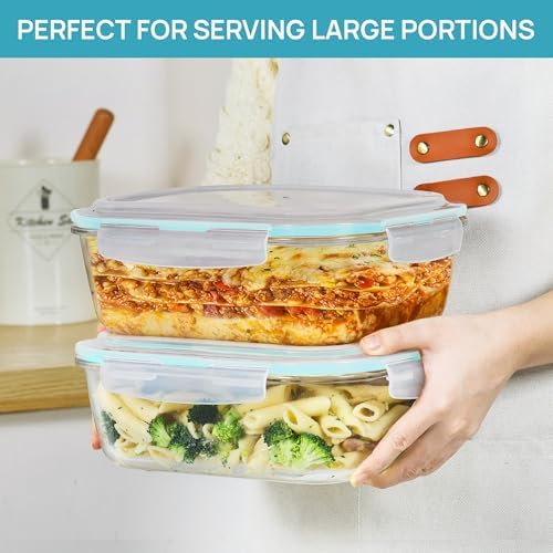 Vtopmart 2Pack 2260ml/76.4oz Extra Large Glass Storage Containers, Green - Image 4