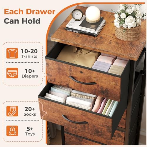 Sweetcrispy Tall Fabric Dresser for Bedroom, 6 Drawer Chest of Drawers - Image 4