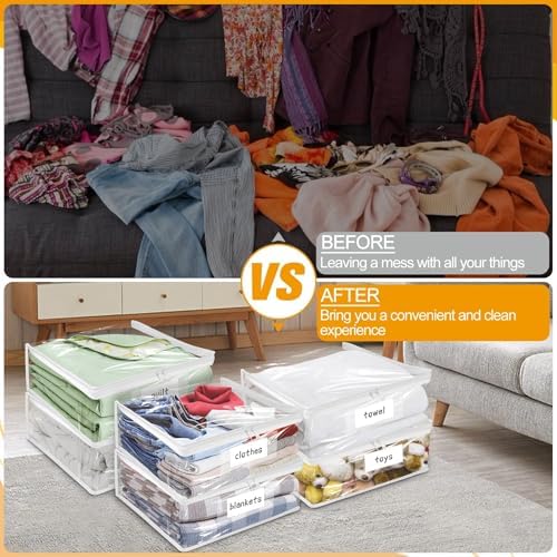 Plastic Storage Bags with Easy-Glide Zipper, Pack of 8, Durable Clear Vinyl Zippered Storage Bags for Clothes Sweaters Comforters Blankets Sheets Bedding (24 x 20 x 11 Inch, Transparent White) - Image 7