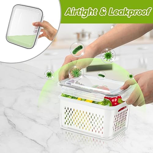 6 Pieces Large Fruit Produce Storage Containers for Fridge Keep Fresh - Image 4
